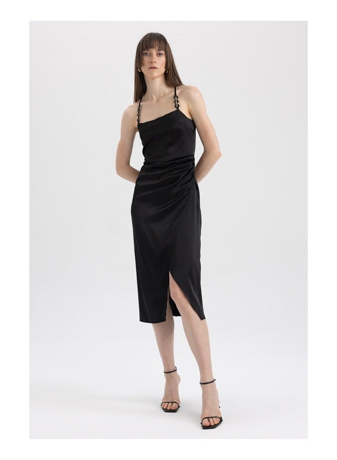 DeFacto Woman Square Neck Strappy Smart Casual Short Sleeve Woven Dress - Image 1