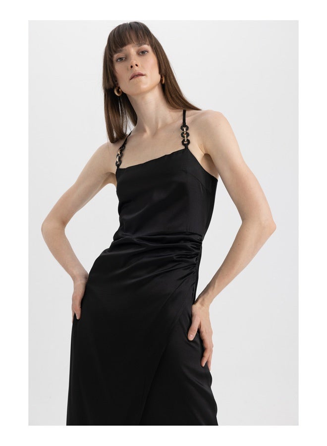 DeFacto Woman Square Neck Strappy Smart Casual Short Sleeve Woven Dress - Image 2