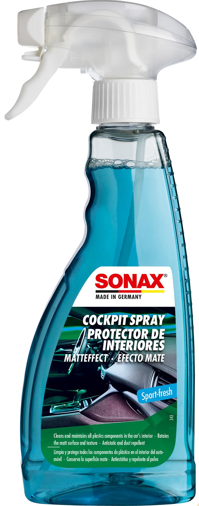 SONAX Cockpit Spray Matt Effect 500ml | Sport Fresh Fragrance | Dashboard Cleaner for Car | Dust-Repellent, Protective Plastic Care | For Matte, Textured Surfaces, Wooden Panels | Art. No. 03572410 - Image 5