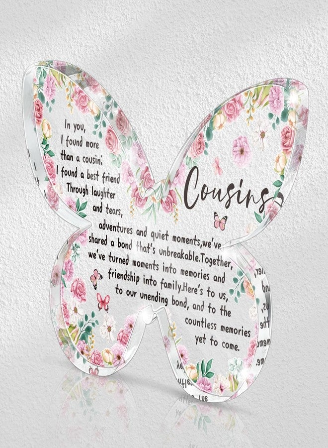 SHLINCO Butterfly Shaped Acrylic Gift for Cousin, Pink Flower Christmas Decoration Accessories, Butterfly Home Decoration, Acrylic Souvenir Birthday Gift for Cousin - Image 1
