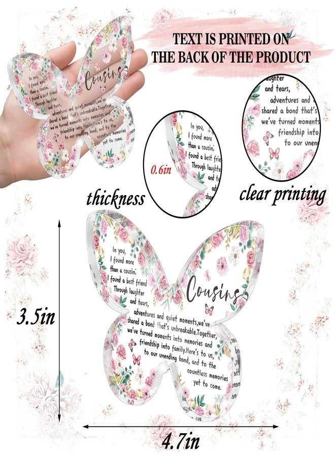SHLINCO Butterfly Shaped Acrylic Gift for Cousin, Pink Flower Christmas Decoration Accessories, Butterfly Home Decoration, Acrylic Souvenir Birthday Gift for Cousin - Image 2