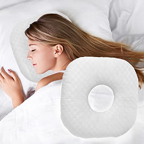 Wuronsa Ear Piercing Pillow for Side Sleepers Pillow with an Ear Hole for CNH and Ear Pain Ear Inflammation Pressure Sores OShaped Side Sleeping Pillow Ear Guard Pillow