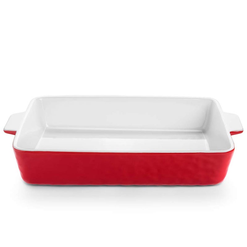 Krokori Ceramic Baking Dish Casserole Dish for Oven Lasagna Pan Deep 9x13 Baking Pan with Handles Porcelain Bakeware for Lasagna Baking Cooking Kitchen Daily Use Wedding Gift Red
