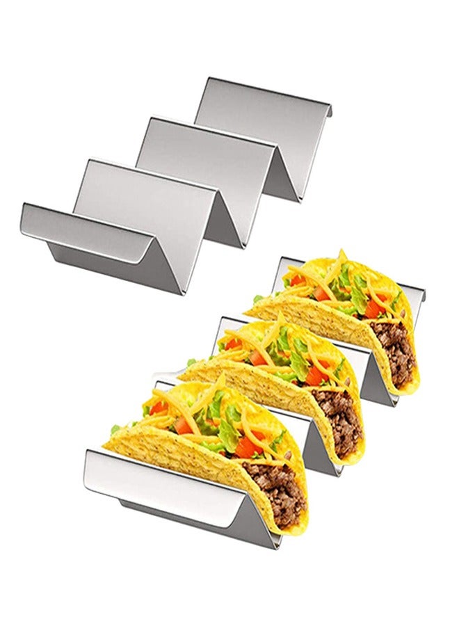GUSGU Taco Holders Set of 2, Taco Stand Trays, Stainless Steel Taco Holder, with Easy-Access Handle, Each Can Hold 2 To 3 Tortillas, Oven, Grill & Dishwasher Safe 22x10x5cm - Image 1