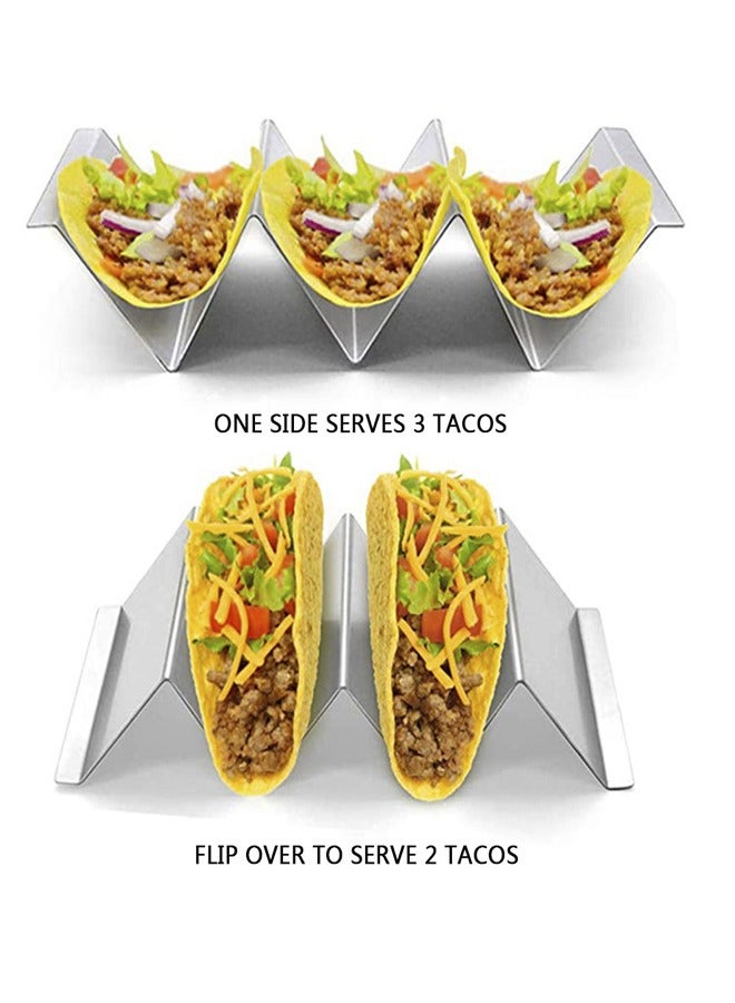GUSGU Taco Holders Set of 2, Taco Stand Trays, Stainless Steel Taco Holder, with Easy-Access Handle, Each Can Hold 2 To 3 Tortillas, Oven, Grill & Dishwasher Safe 22x10x5cm - Image 3