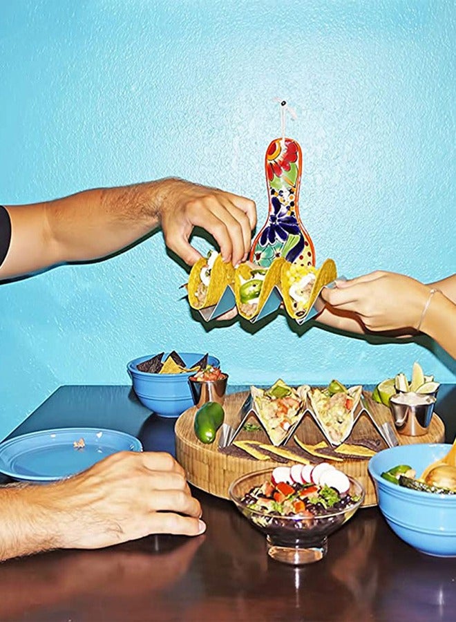 GUSGU Taco Holders Set of 2, Taco Stand Trays, Stainless Steel Taco Holder, with Easy-Access Handle, Each Can Hold 2 To 3 Tortillas, Oven, Grill & Dishwasher Safe 22x10x5cm - Image 4
