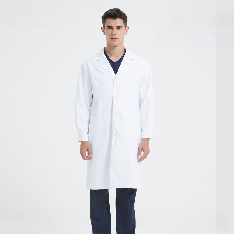 Unisex Lab Coats Long Short Sleeves Workwear Men's buckle sleeve thick/back without belt 