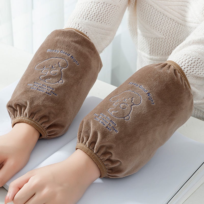 CuteCartoon Long Sleeve Cufflinks Autumn Winter Waterproof Dirt-resistant Arm Protector New 2023 Model For Students And Adults Brown puppy 