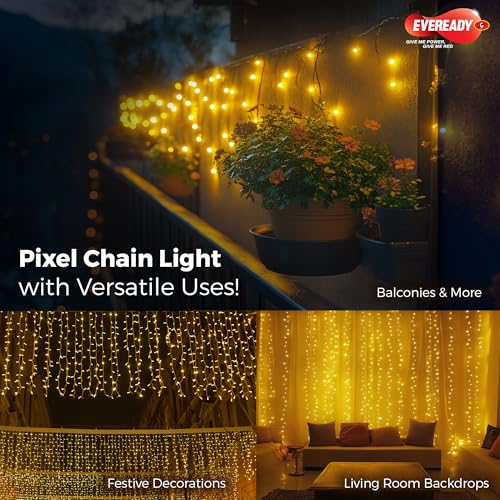 Eveready UTSAV, 15 Meter LED Pixel Chain Lights, 72 LEDs, BIS Approved, Decoration Lighting for Diwali, Christmas, Weddings, Homes & More, Warm White, Pack of 1 - Image 5