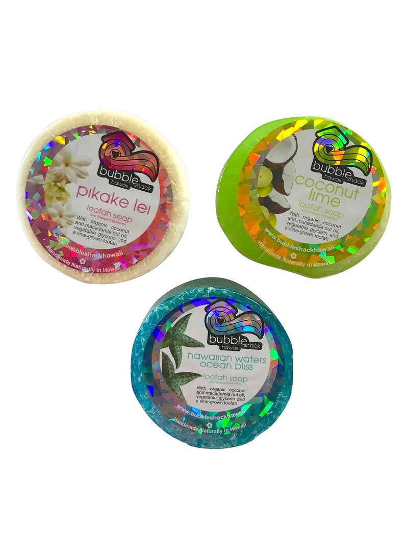 Bubble Shack Hawaii Bubble Shack Hawaii Loofah Soap Trio Organza Set 3 Bars Ocean Set 