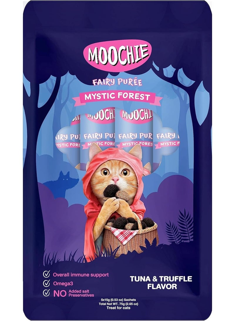 Moochie مكافاة قطط رطبة بنكهة التونا و الكمأة لقطط الصغيرة و البالغة, مكون من 5 أكياس بوزن 15 جرام, مع أوميجا 3 - Image 1