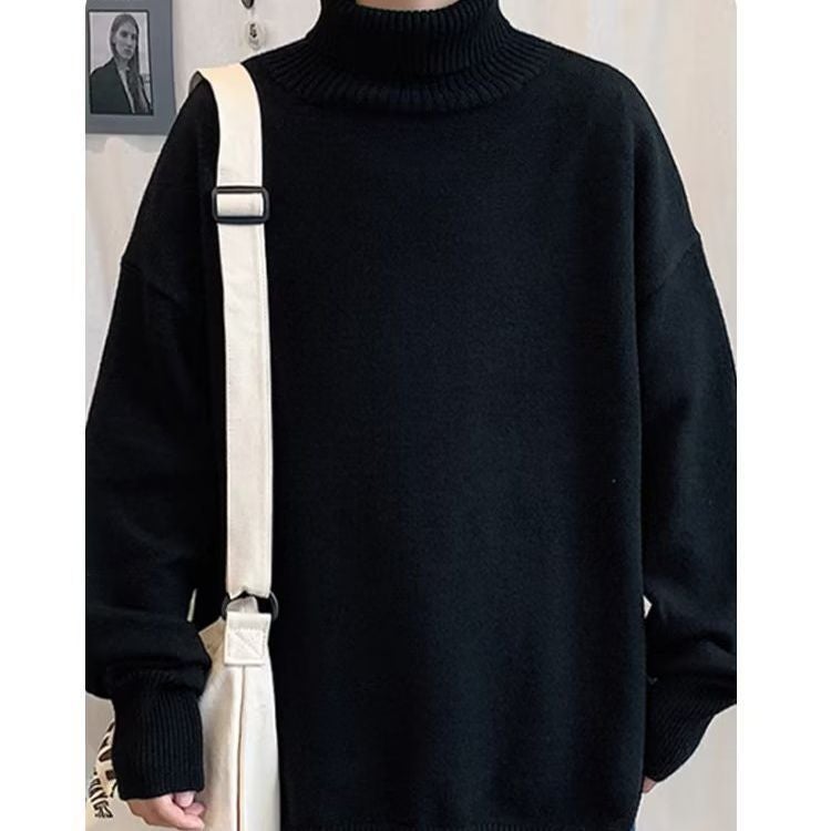 Autumn and Winter new turtleneck sweater style knitted solid color bottoming shirt Korean style loose fat guy plus size 8XL large piece Gray - Image 4