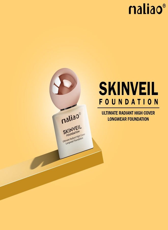 Maliao SkinVeil Foundation | Ultimate Radiant High-Coverage | Longwear & Lightweight | Flawless Matte Finish | Hydrating & Waterproof | White Ivory, 30ml - Image 5