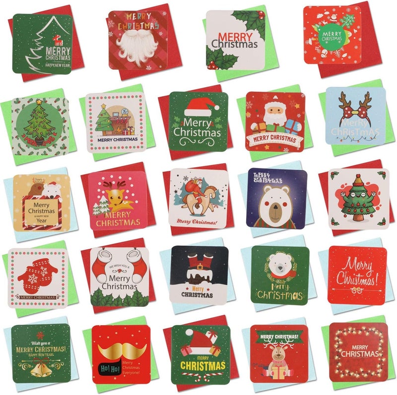 Konsait 144 Count Mini Christmas Cards Greeting Gift Holiday CardBlank Note Cards Xmas Card with Envelopes for Winter Holiday Christmas Party Favor Supplies 27x 27 Inches - Image 1