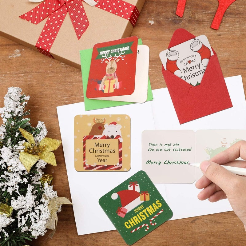 Konsait 144 Count Mini Christmas Cards Greeting Gift Holiday CardBlank Note Cards Xmas Card with Envelopes for Winter Holiday Christmas Party Favor Supplies 27x 27 Inches - Image 5