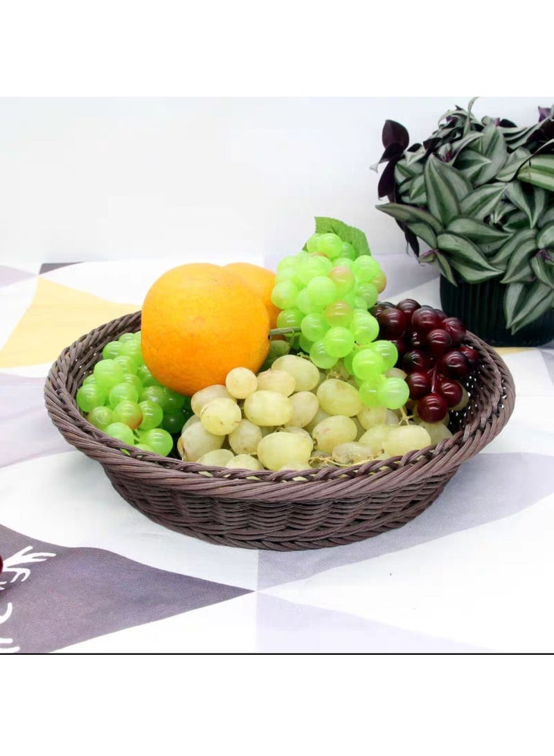 LINGWEI Round Rattan Fruit Basket Woven Wicker Storage Baskets Container Organizer For Home Bathroom Table Decoration - Image 1