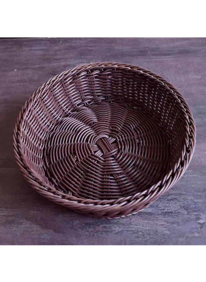 LINGWEI Round Rattan Fruit Basket Woven Wicker Storage Baskets Container Organizer For Home Bathroom Table Decoration - Image 4