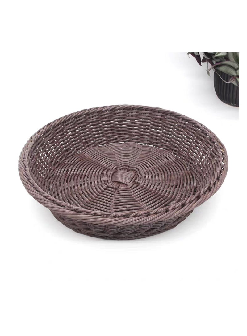 LINGWEI Round Rattan Fruit Basket Woven Wicker Storage Baskets Container Organizer For Home Bathroom Table Decoration - Image 2