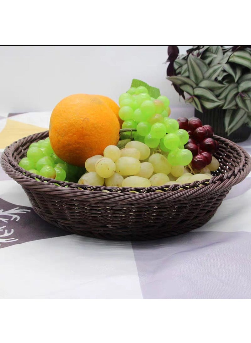 LINGWEI Round Rattan Fruit Basket Woven Wicker Storage Baskets Container Organizer For Home Bathroom Table Decoration - Image 3