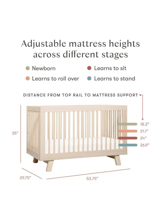 Babyletto Hudson 3-in-1 Convertible Crib with Toddler Bed Conversion Kit in Washed Natural, Greenguard Gold Certified - Image 4