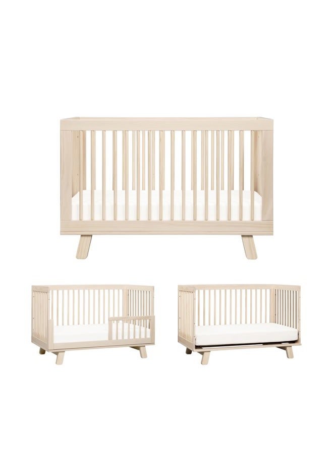 Babyletto Hudson 3-in-1 Convertible Crib with Toddler Bed Conversion Kit in Washed Natural, Greenguard Gold Certified - Image 1
