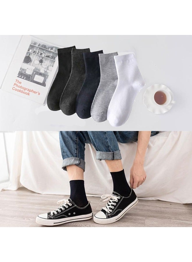 5 Pairs Ankle Socks Man Solid Color Premium Super Combed Cotton Double Needle Workmanship Comfortable Cushion Free Size Formal or Casual Wear Simple and Fashionable - Image 1