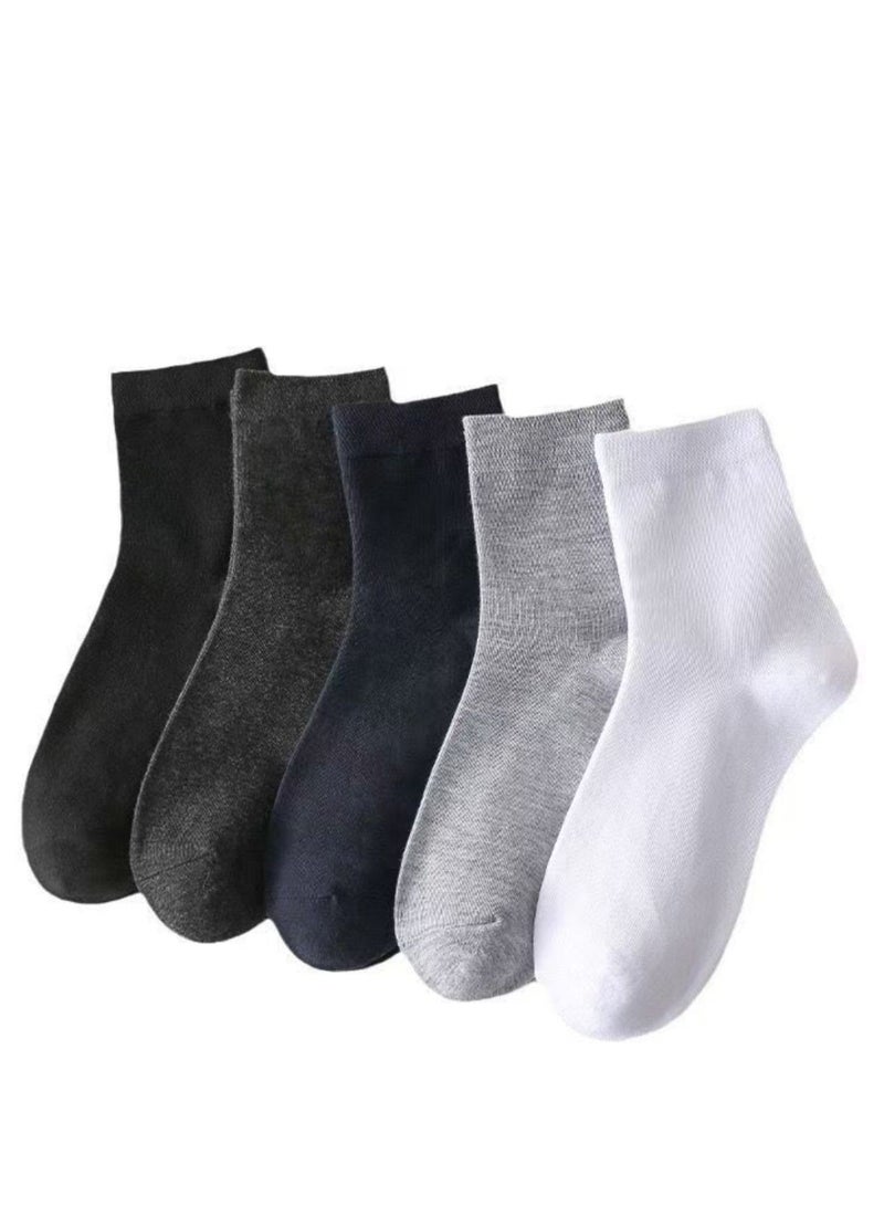 5 Pairs Ankle Socks Man Solid Color Premium Super Combed Cotton Double Needle Workmanship Comfortable Cushion Free Size Formal or Casual Wear Simple and Fashionable - Image 2