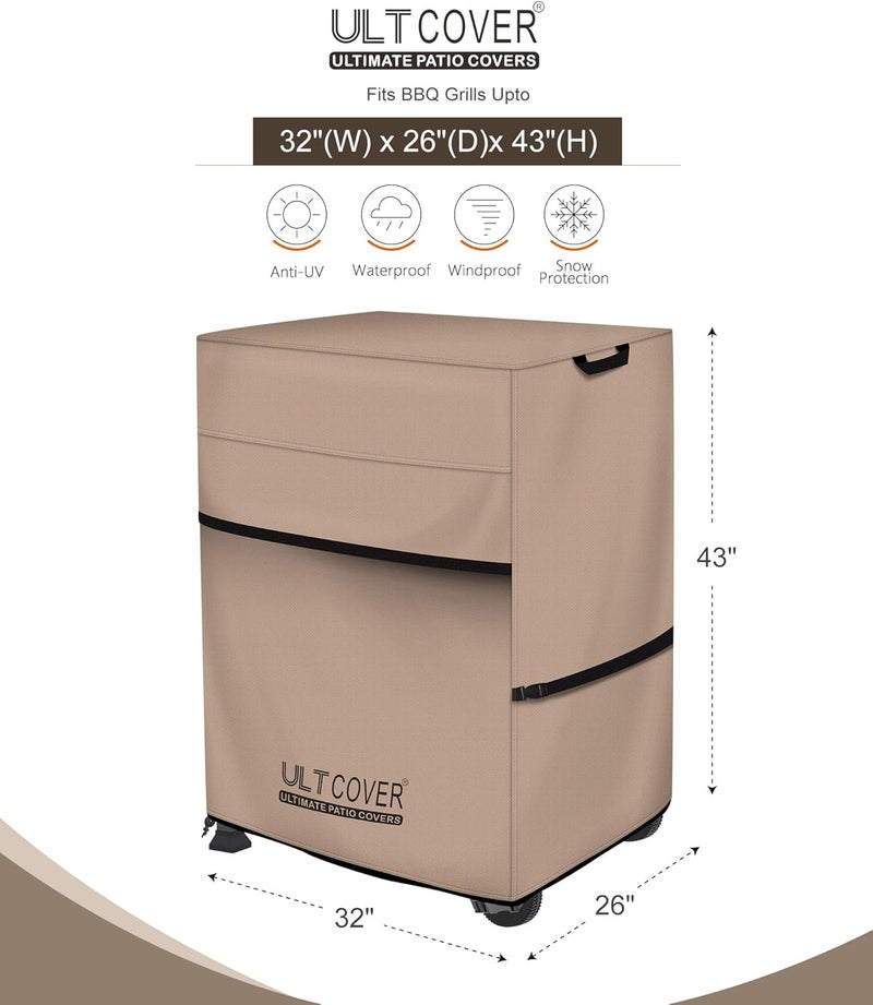ULTCOVER غطاء شواية أولتكوفر المضاد للماء مقاس 32 بوصة، غطاء باربيكيو متين لشوايات الغاز الخارجية ذات شعلتين - Image 2