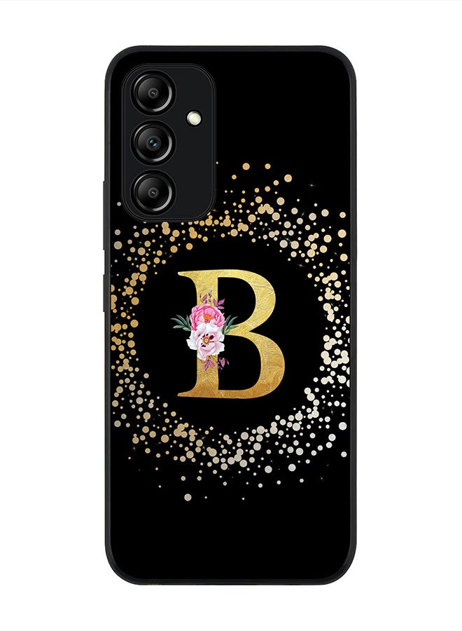 Stylizedd Rugged Black edge case for Samsung Galaxy A54, Slim fit Rubber Edges  -  Custom Monogram Initial Letter Floral Pattern Alphabet - B  (Black ) - Image 1