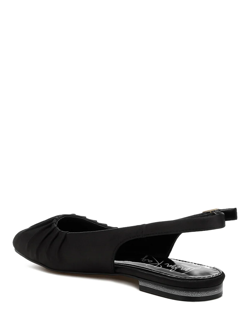 London Rag Satin Square Toe Flat Slingbacks in Black