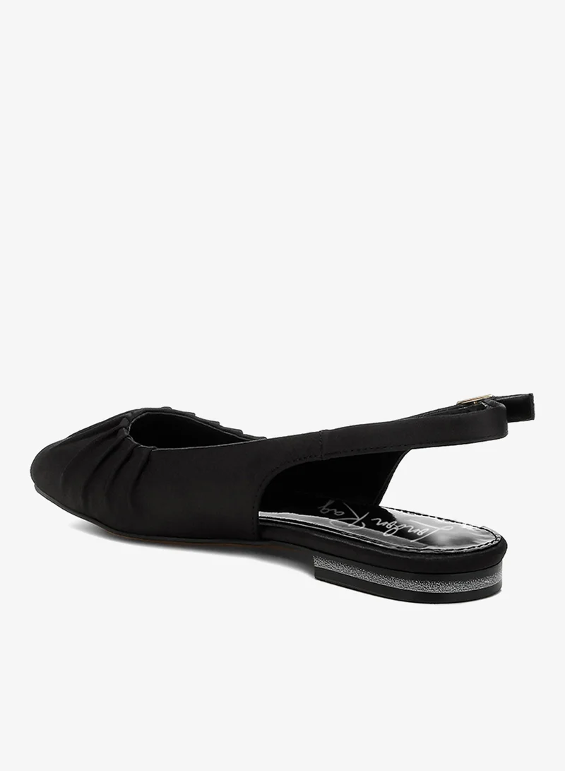 London Rag Black Satin Square Toe Flat Slingbacks in Black for Women | Best Price UAE