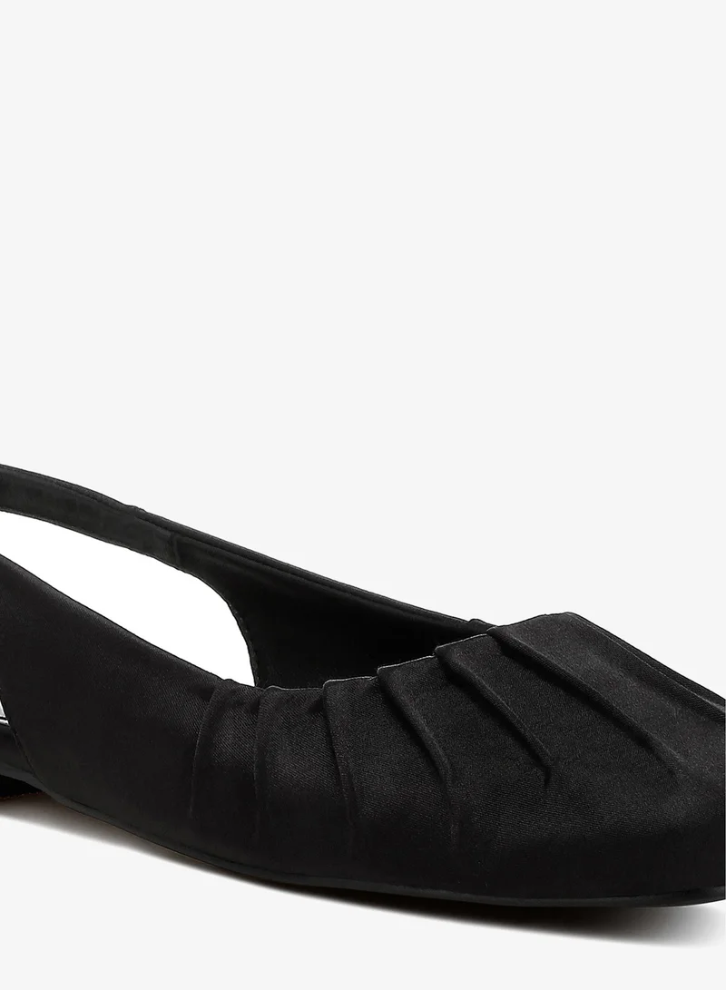 London Rag Black Satin Square Toe Flat Slingbacks in Black for Women | Best Price UAE