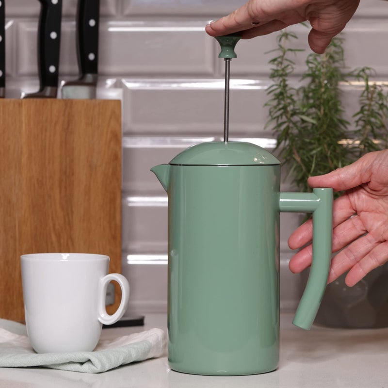 Frieling Double-Walled Stainless Steel French Press Coffee Maker, Dilly Bean Green, 34 fl oz. - Image 2