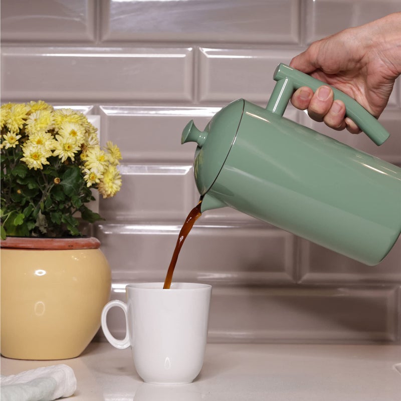 Frieling Double-Walled Stainless Steel French Press Coffee Maker, Dilly Bean Green, 34 fl oz. - Image 3