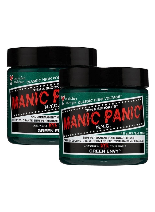 Green Envy Hair Dye Classic High Voltage (2Pk) Semi Permanent Hair Color Deep Emerald Green Dye With Blue Undertones For Dark & Light Hair Vegan Ppd & Ammonia Free