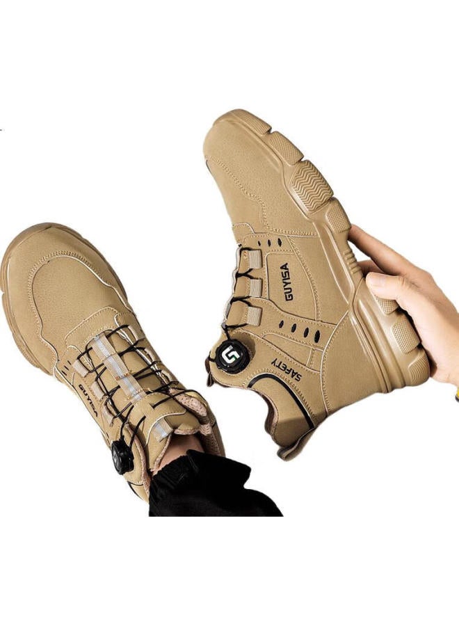 Fumer Safety Shoes For Men With Steel Toe Cap, Anti-Smashing, Anti-Puncture, Soft Sole, Waterproof, Ultra-Light High-Top Work Boots For Construction Sites F055 Size 44 - Image 3