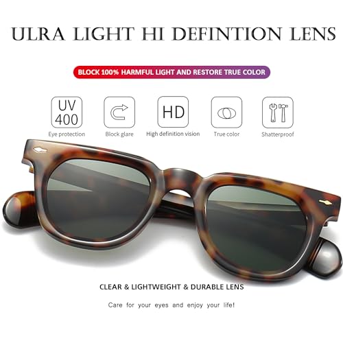 PORADAY Square Sunglasses for Women Men Trendy Thick Frame Sun Glasses Black Shades (Leopard/G15) - Image 4
