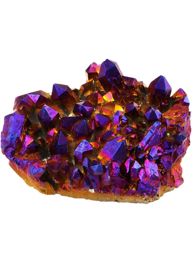 SUNYIK SUNYIK Purple Aura Titanium Quartz Crystal Cluster,Drusy Flame Geode Gemstone Specimen Figurine(0.4-0.5lb) 