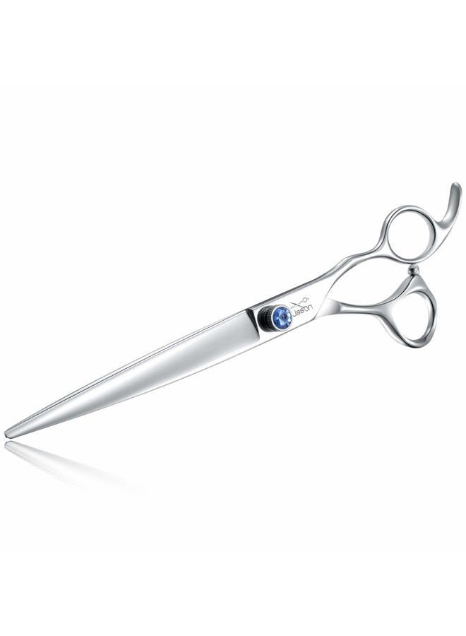 Jason 8" Straight Dog Grooming Scissors Long Pets Grooming Shears Premium Cats Trimming Kit with Offset Handle and a Jewelled Screw Sharp Comfortable Durable Light-Weight - Image 1