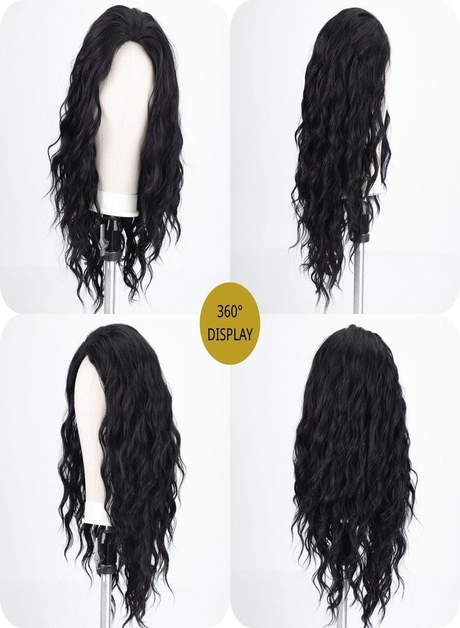 Fencca Black Curly Wigs for Women Medium Length Wavy Curly Synthetic Wig Free Part Puffy Long Curly 18 inch Natural Color Wig - Image 3