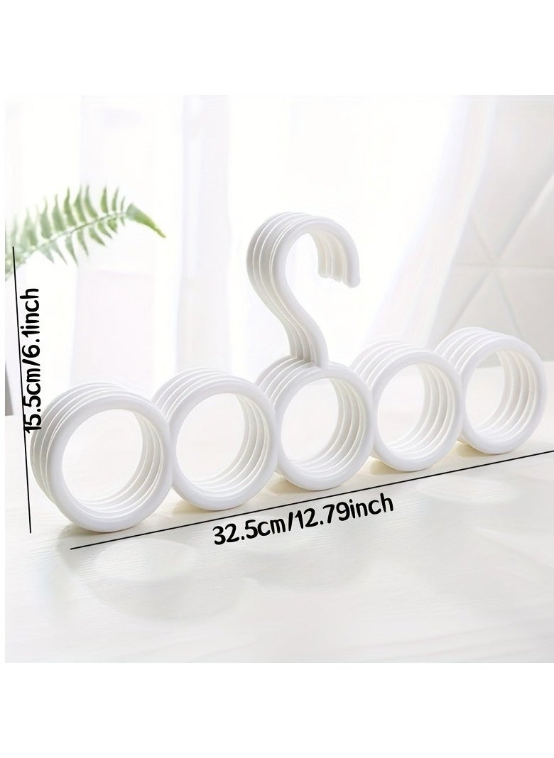 Generic 2 Pack Scarf Hanger Holder Scarf Storage Organizer for Ties Belts Socks, Ring Hole Slots for Space Saving, Multiple Purpose Tie Belt Rack Organizer,5-hole Scarf Rack, Multi-purpose Plastic Hanger  - Image 5