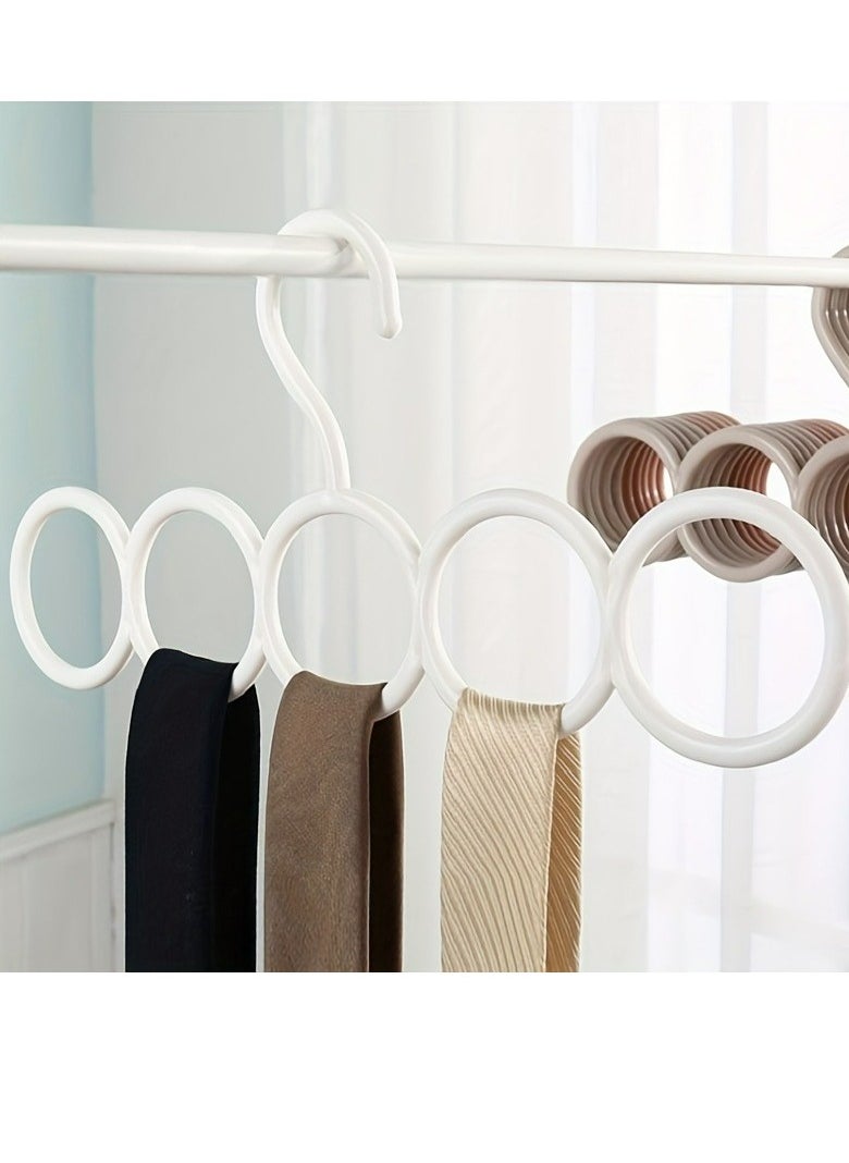 Generic 2 Pack Scarf Hanger Holder Scarf Storage Organizer for Ties Belts Socks, Ring Hole Slots for Space Saving, Multiple Purpose Tie Belt Rack Organizer,5-hole Scarf Rack, Multi-purpose Plastic Hanger  - Image 4