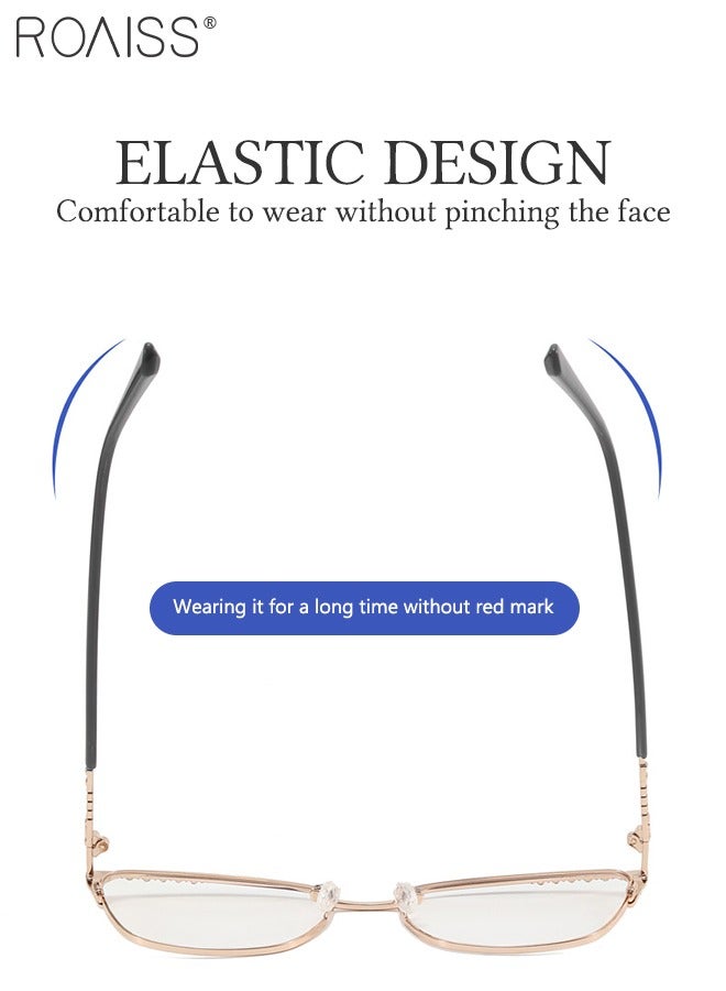 رويس نظارات قراءة أنيقة مضادة للوهج على شكل عين القطة مع أحجار الراين مضادة للضوء الأزرق لقراءة الكمبيوتر ومقاومة لإجهاد العين والصداع باللونين الأسود والذهبي - Image 5