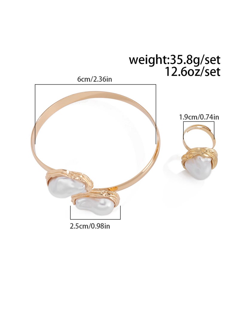 French Baroque Shaped Pearl Bracelets and Rings, Best Gifts for Love with Valentine's Day Birthday - Image 3