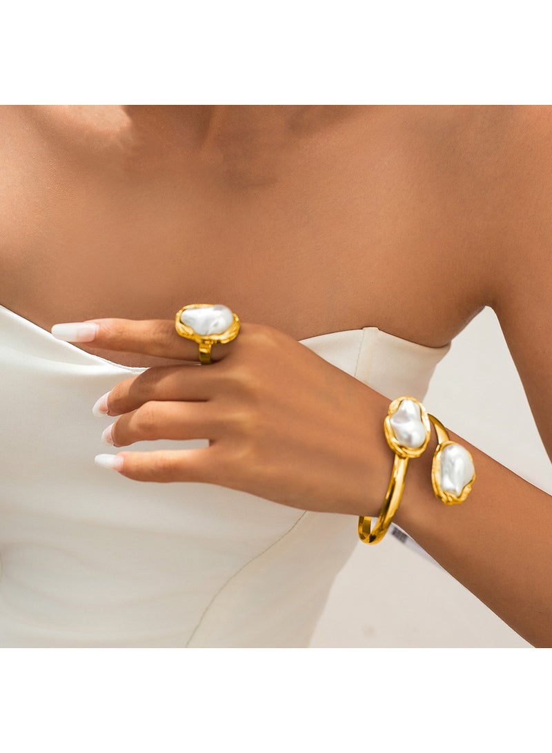 French Baroque Shaped Pearl Bracelets and Rings, Best Gifts for Love with Valentine's Day Birthday - Image 2
