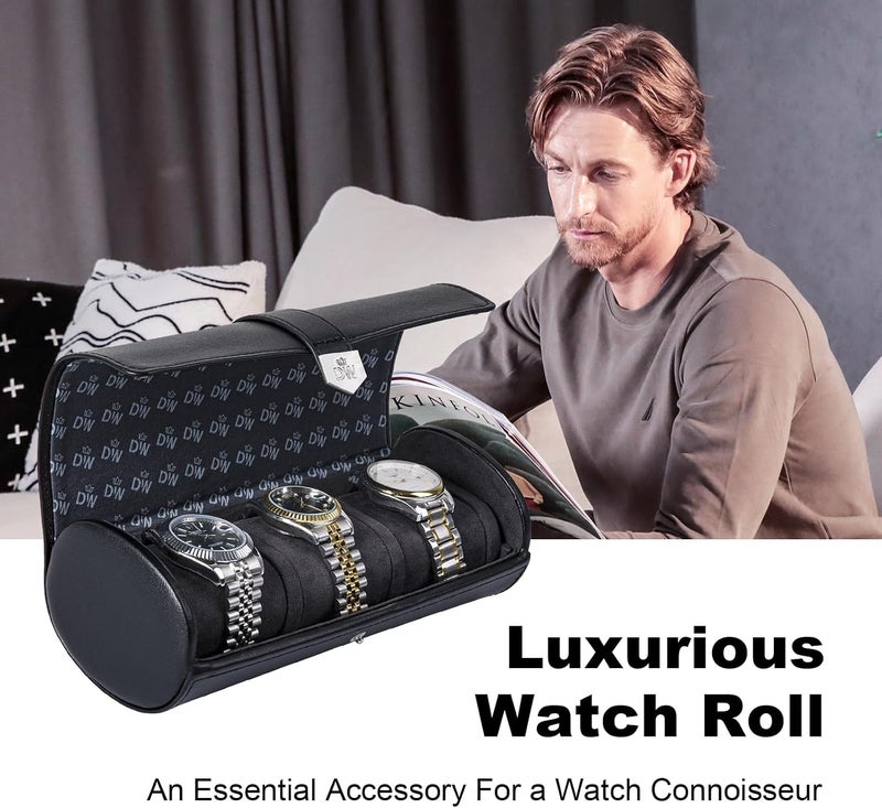 DUKWIN Vegan Leather Watch Roll Traval Case Box with 1 Slots with Removable Pillows and Microfibre Fleece Interior, Portable Watch Display Organizer for Watches/Bracelets for Men & Women - Image 5