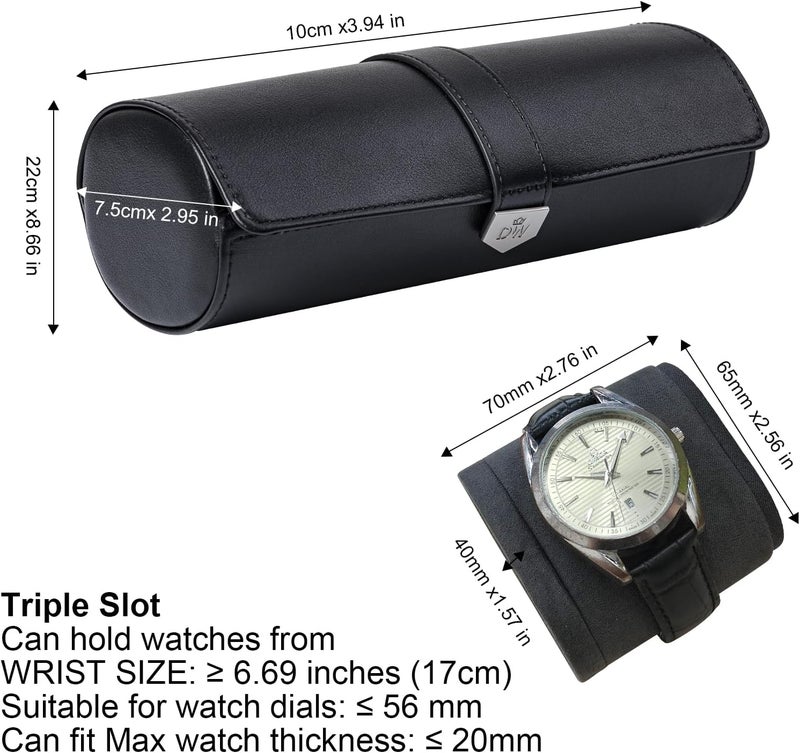 DUKWIN Vegan Leather Watch Roll Traval Case Box with 1 Slots with Removable Pillows and Microfibre Fleece Interior, Portable Watch Display Organizer for Watches/Bracelets for Men & Women - Image 3