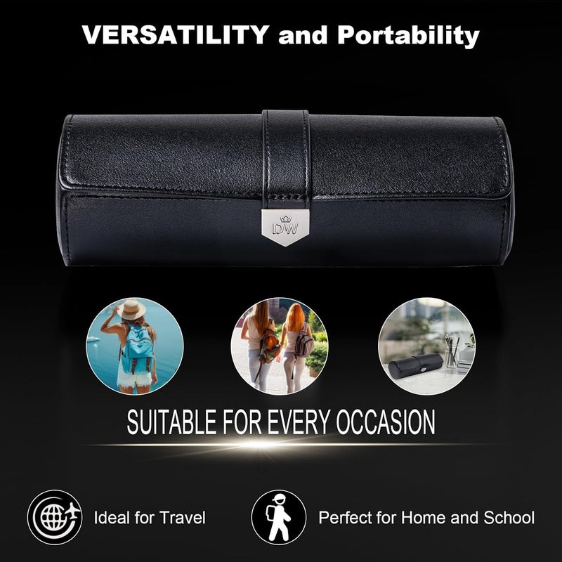 DUKWIN Vegan Leather Watch Roll Traval Case Box with 1 Slots with Removable Pillows and Microfibre Fleece Interior, Portable Watch Display Organizer for Watches/Bracelets for Men & Women - Image 4
