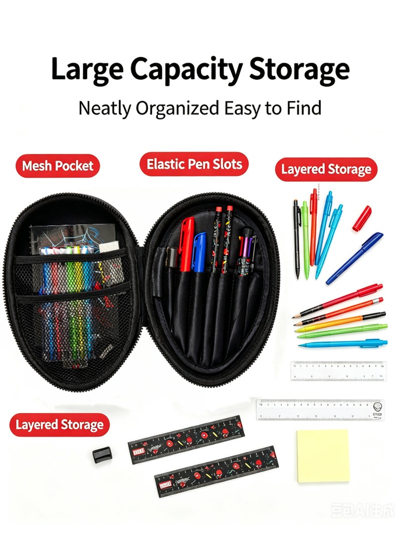 Smiggle Marvel Spider-Man Hard Shell Pencil Case, Large Capacity Partition Stationery Box, Waterproof Shockproof Pen Bag with Double Zipper, Cute Cartoon Storage Pouch for Students School Supplies Gift - Image 5