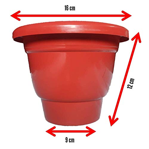 Leafy Tales 6-inch Plastic Flower Pots (Pack of 6) - Terracotta Colour Garden Gamla for Home & Outdoor Balcony - Durable Indoor/Outdoor Planters with Drainage Saucers - Image 4